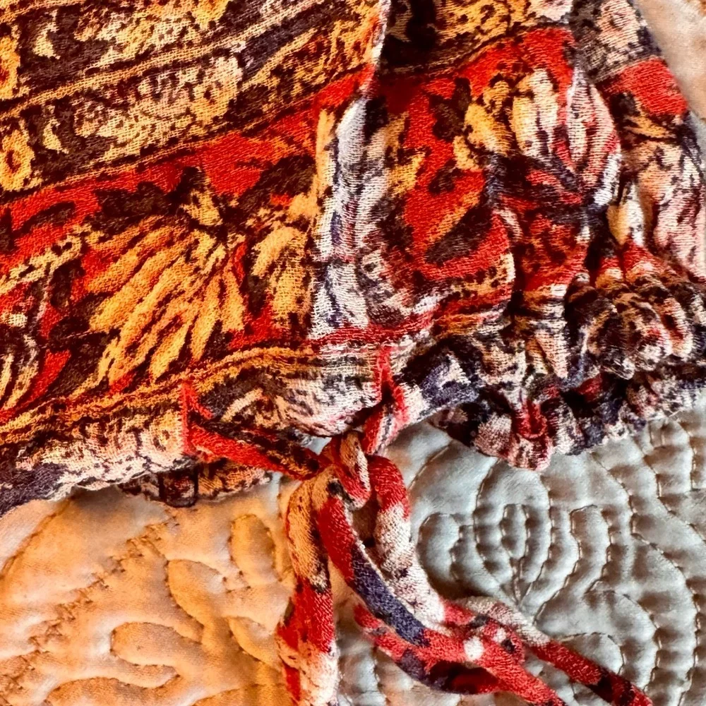 Lucky Brand Red and Cream Floral Blouse - Picture 10 of 10